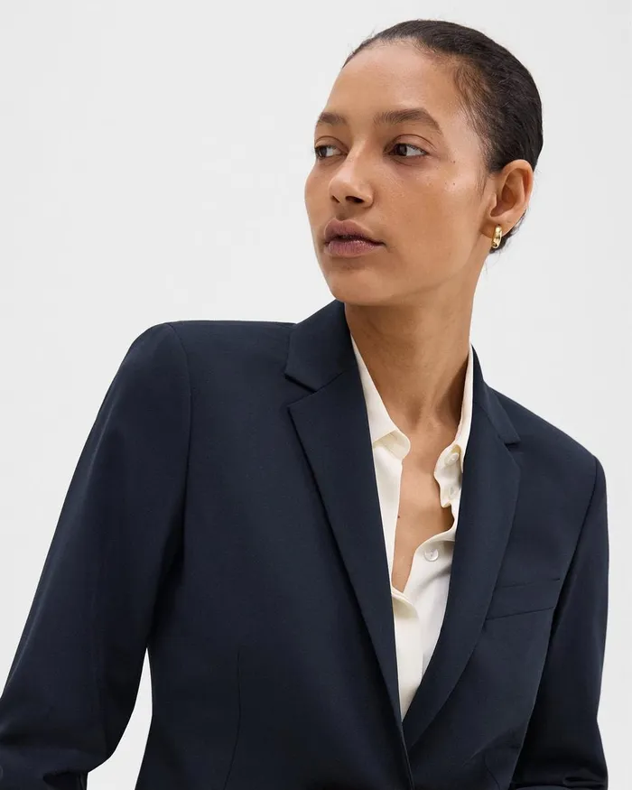 Women Blazers Jackets Theory Slim Blazer In Good Wool Nocturne Navy