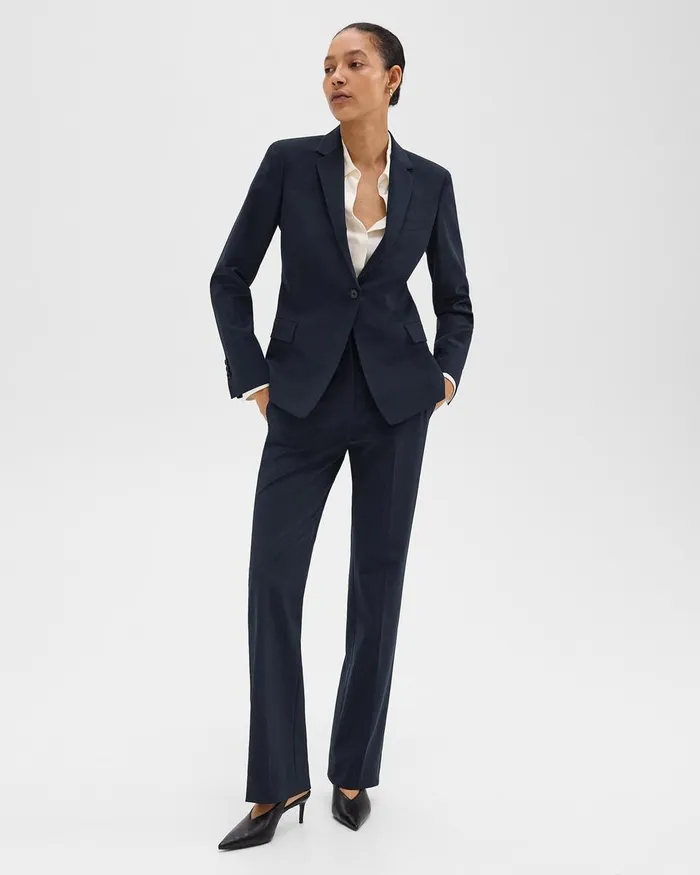 Women Blazers Jackets Theory Slim Blazer In Good Wool Nocturne Navy