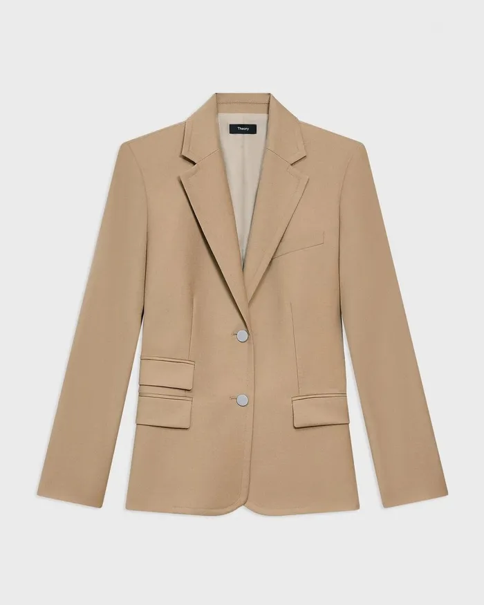 Women Blazers Jackets Theory Tailored Blazer In Sleek Flannel New Camel