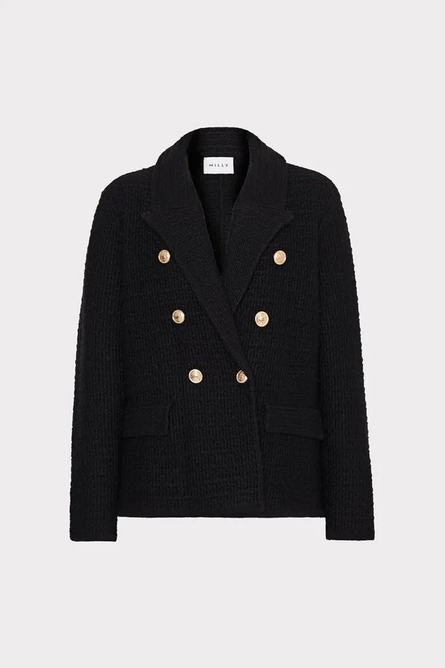 Women Blazers Milly Kimmie Textured Knit Blazer Black