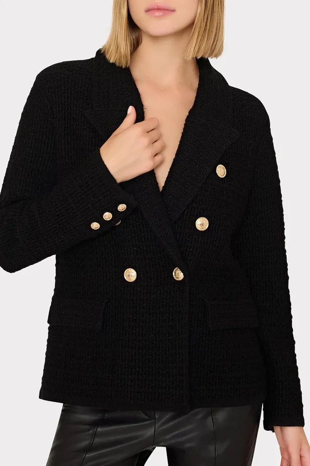 Women Blazers Milly Kimmie Textured Knit Blazer Black Women Blazers Milly Kimmie Textured Knit Blazer Black