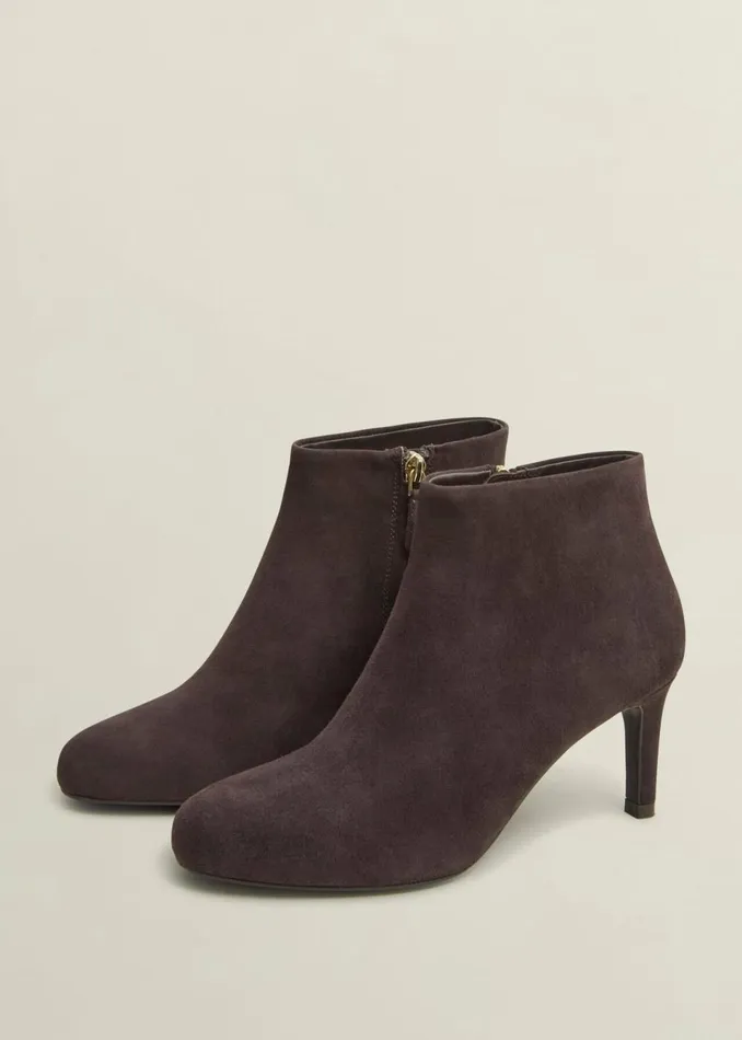 Women Boots Hobbs Lizzie Suede Ankle Boots Chocolate Brown