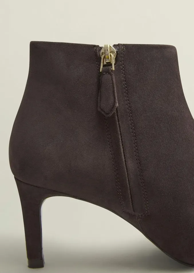 Women Boots Hobbs Lizzie Suede Ankle Boots Chocolate Brown