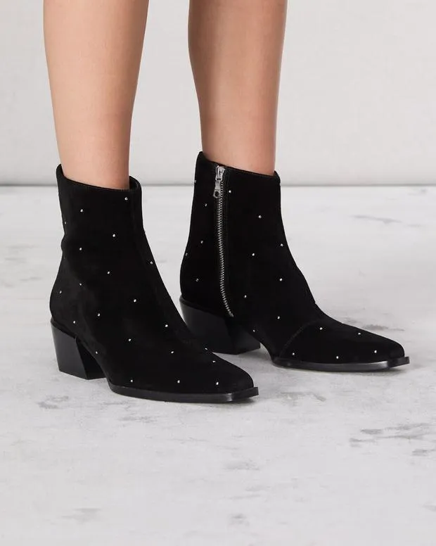 Women Boots Rag and Bone Joni Stud Suede Boot Black Suede