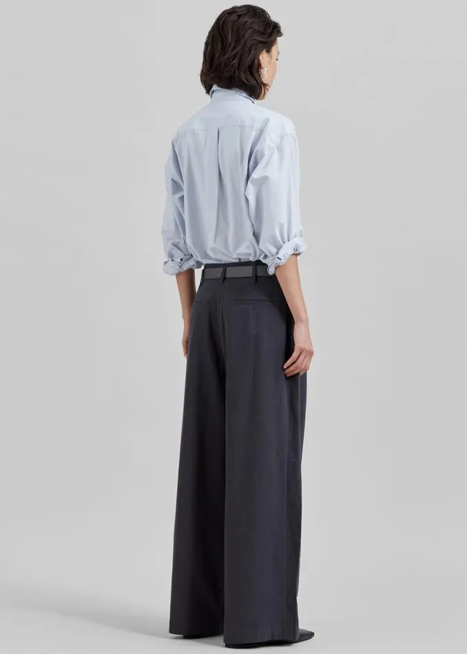 Women Branson Cotton Wide Pants 8211 Charcoal The Frankie Shop Bottoms
