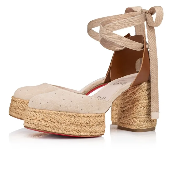 Women Brigissima 85 Mm Espadrilles 8211 Braided Calf Leather 8211 Leche Christian Louboutin Platforms Women Brigissima 85 Mm Espadrilles 8211 Braided Calf Leather 8211 Leche Christian Louboutin Platforms