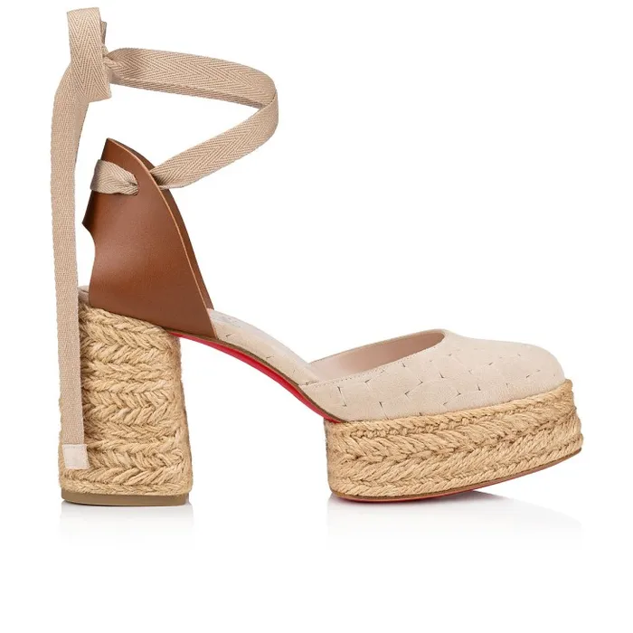 Women Brigissima 85 Mm Espadrilles 8211 Braided Calf Leather 8211 Leche Christian Louboutin Platforms