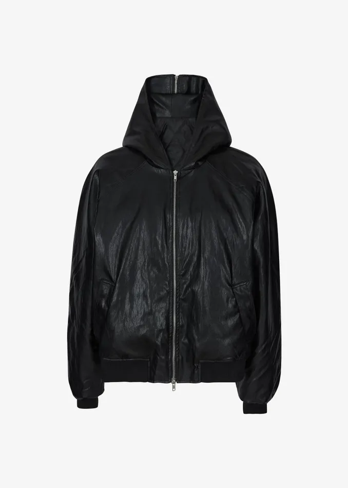 Women Burnaby Faux Leather ZipUp Hoodie 8211 Black The Frankie Shop Outerwear