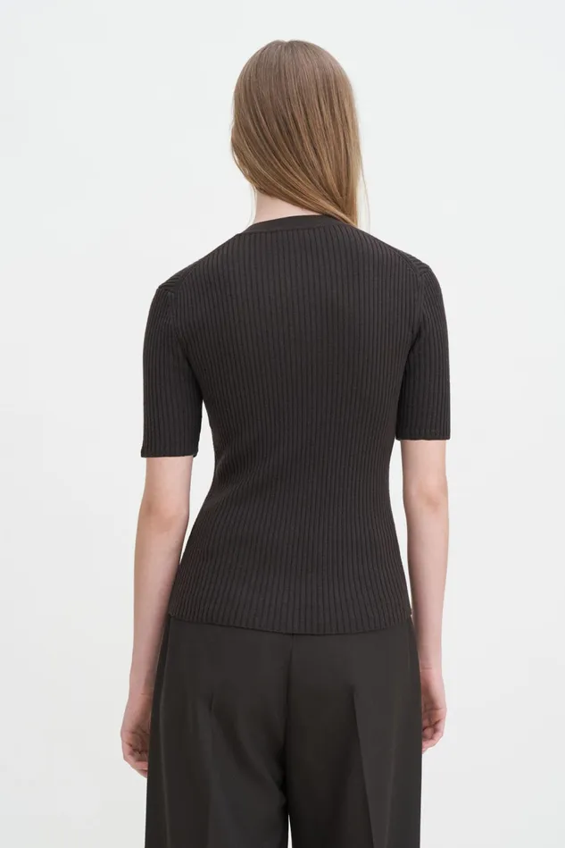 Women Buttoned Knit Top Mocha Filippa K Knitwear