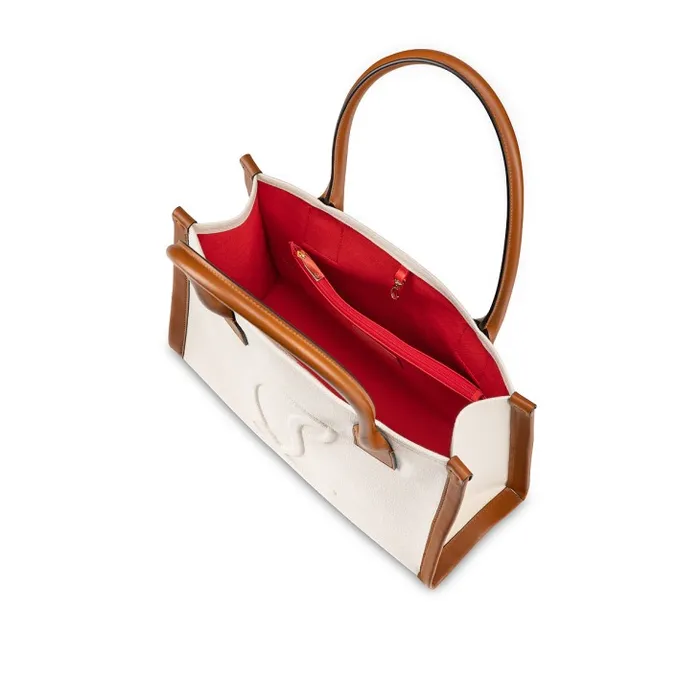 Women By My Side Small Tote Bag 8211 Canva And Calf Leather 8211 Natural Christian Louboutin Totes