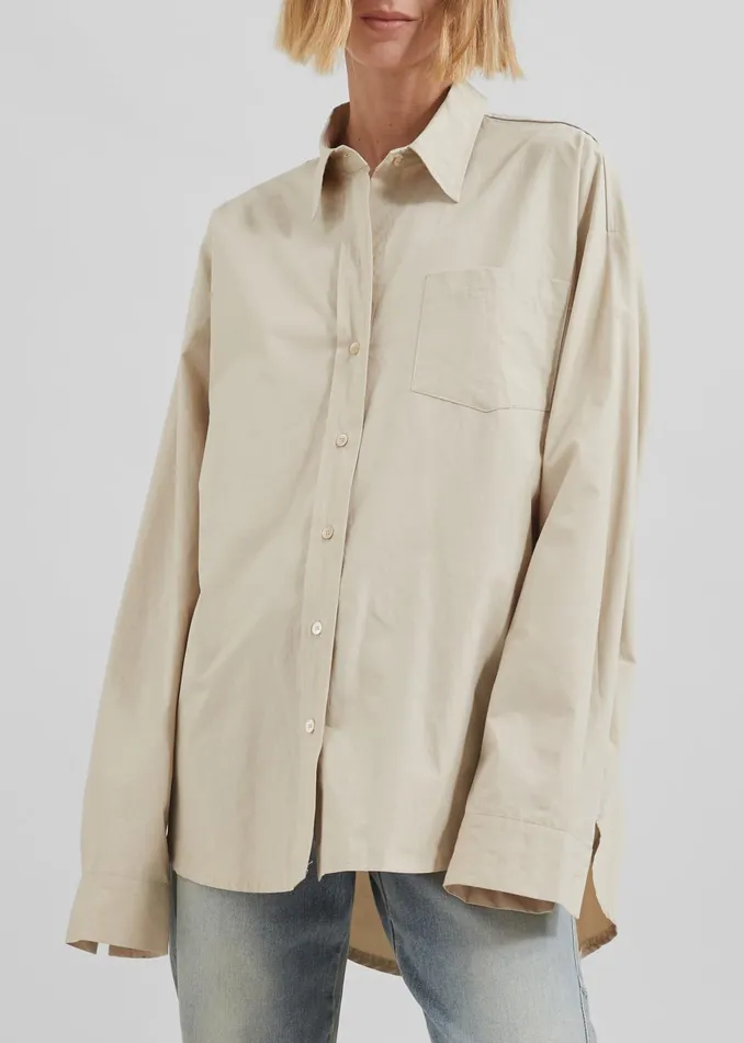 Women Calypso Cotton Shirt 8211 Beige The Frankie Shop Tops