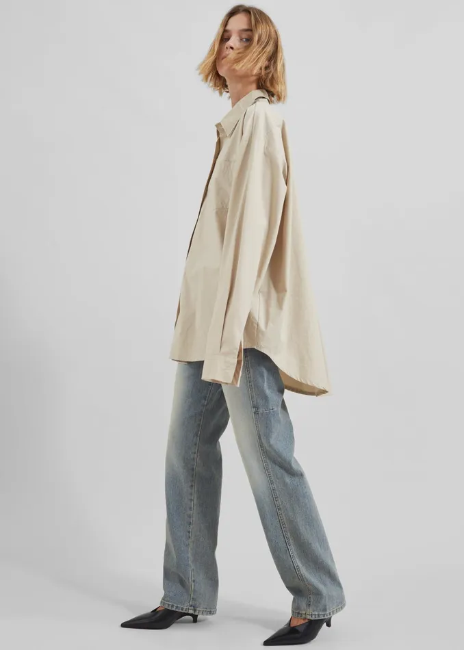 Women Calypso Cotton Shirt 8211 Beige The Frankie Shop Tops