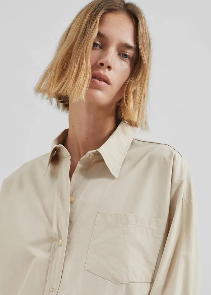 Women Calypso Cotton Shirt 8211 Beige The Frankie Shop Tops