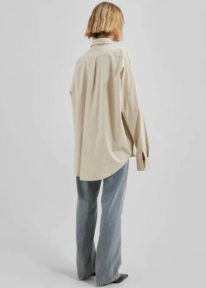 Women Calypso Cotton Shirt 8211 Beige The Frankie Shop Tops
