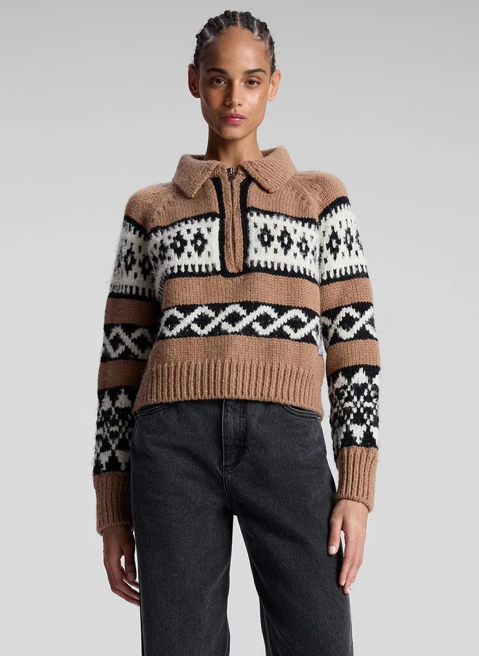Women Carter Merino Fairisle Sweater Camel Multi ALC Sweaters