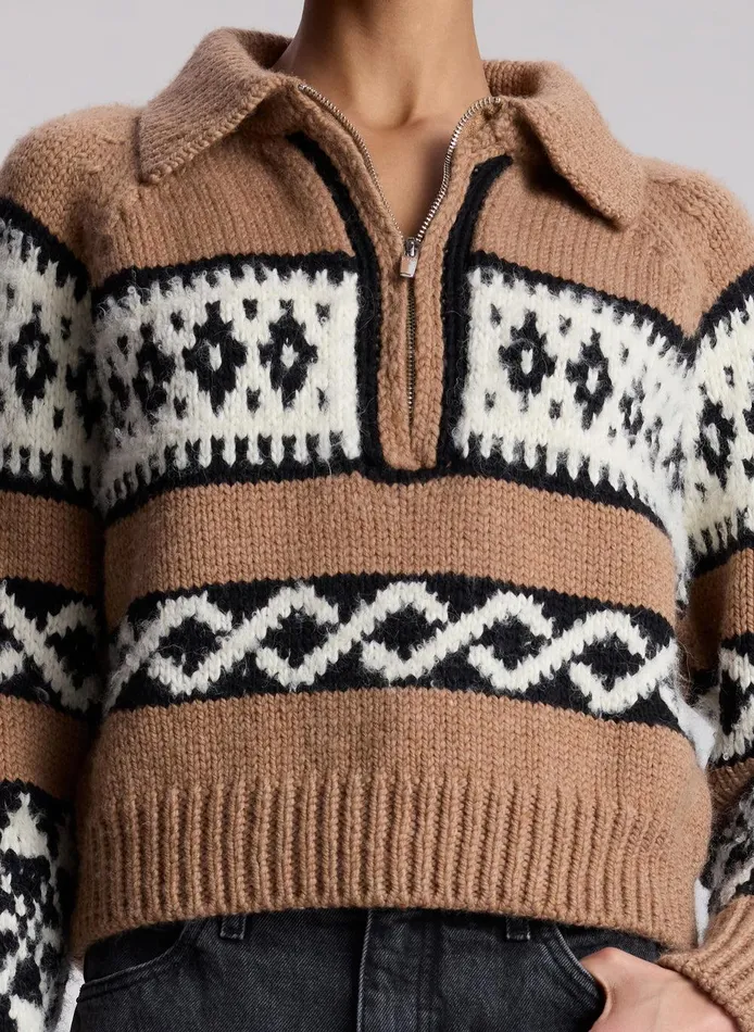 Women Carter Merino Fairisle Sweater Camel Multi ALC Sweaters