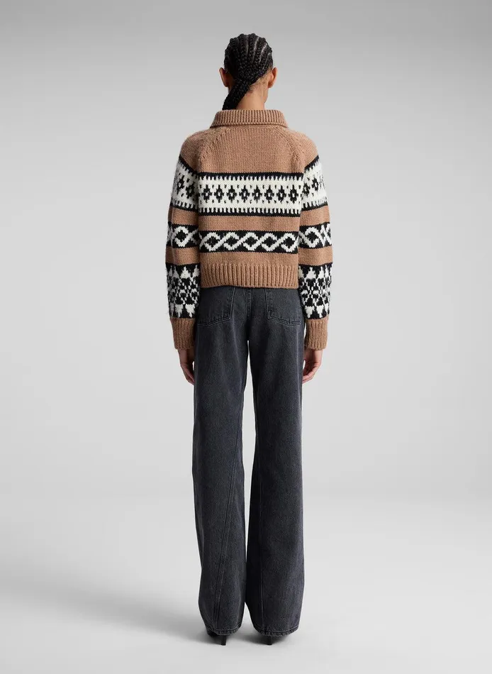 Women Carter Merino Fairisle Sweater Camel Multi ALC Sweaters