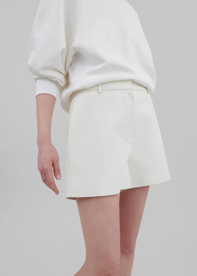 Women Cassie Faux Leather Mini Shorts 8211 White The Frankie Shop Bottoms