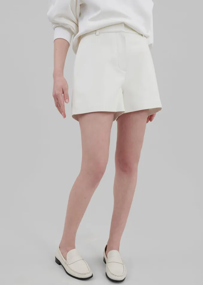 Women Cassie Faux Leather Mini Shorts 8211 White The Frankie Shop Bottoms