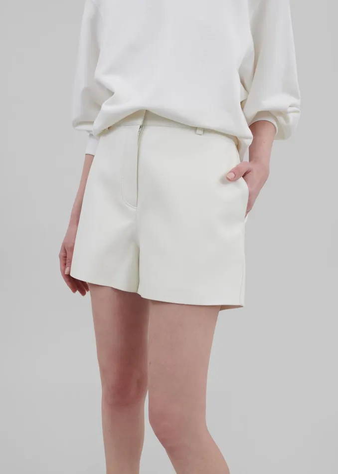 Women Cassie Faux Leather Mini Shorts 8211 White The Frankie Shop Bottoms