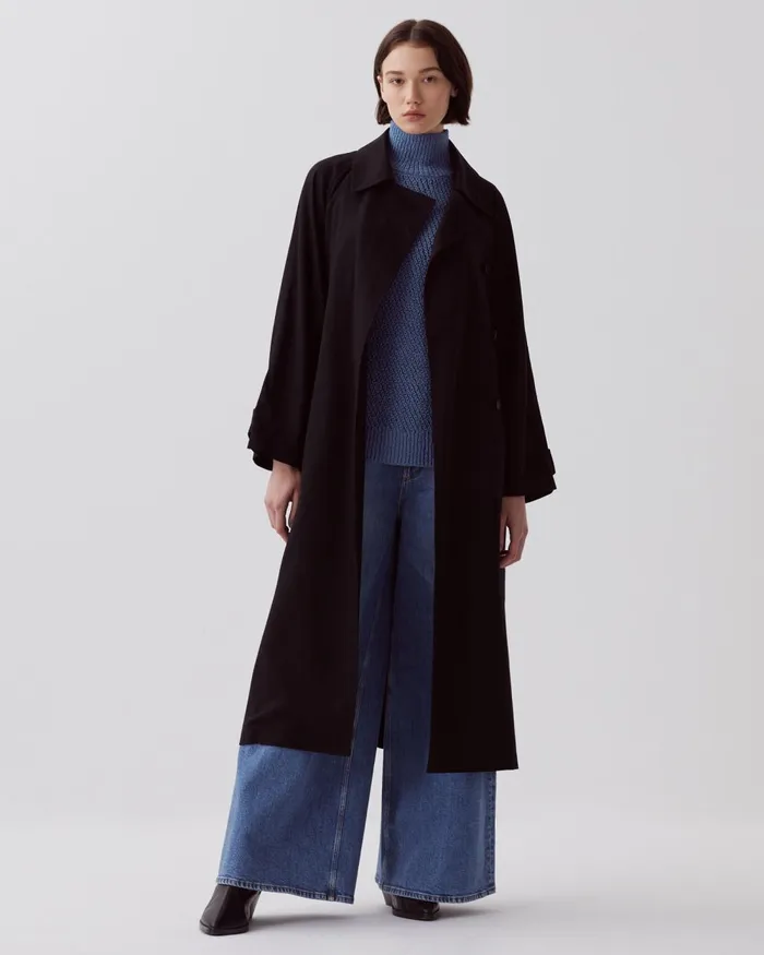 Women Catherine Long And Sleek Trench Coat Black Beauty Comptoir Des Cotonniers Coats and Jackets Women Catherine Long And Sleek Trench Coat Black Beauty Comptoir Des Cotonniers Coats and Jackets