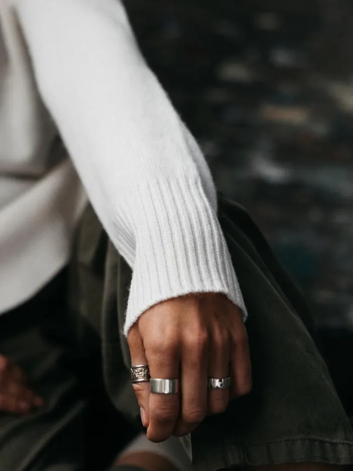 Women Cavan Ribbed Knit Jumper Ecru Finisterre Knitwear