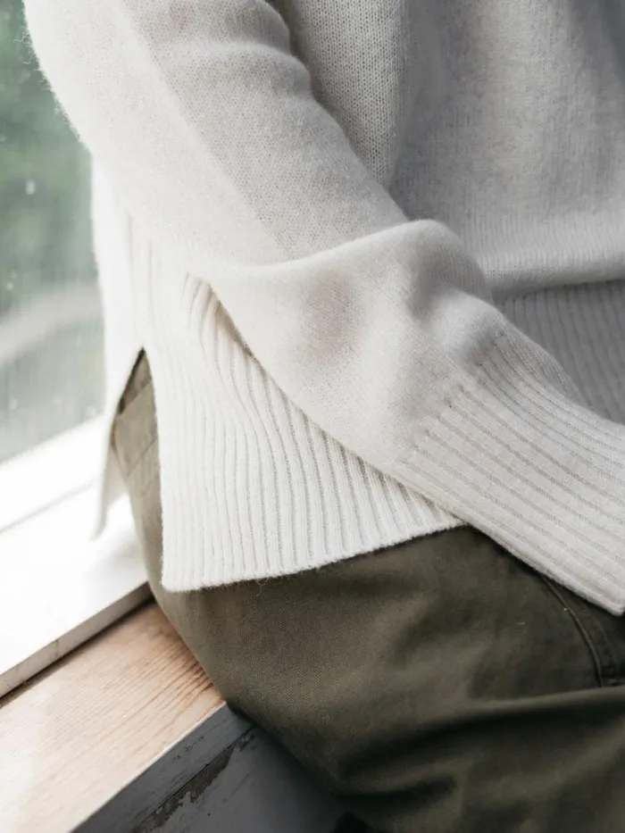 Women Cavan Ribbed Knit Jumper Ecru Finisterre Knitwear