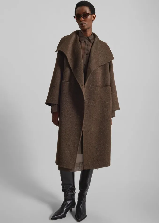 Women Cheshire Shawl Collar Wool Coat 8211 Brown The Frankie Shop Outerwear