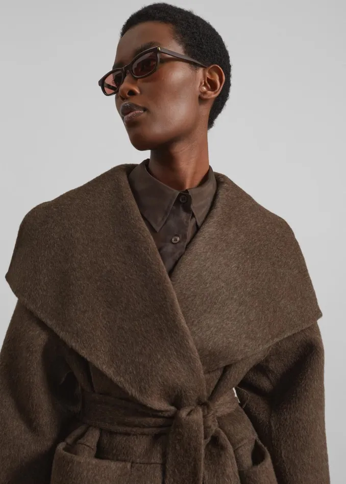 Women Cheshire Shawl Collar Wool Coat 8211 Brown The Frankie Shop Outerwear