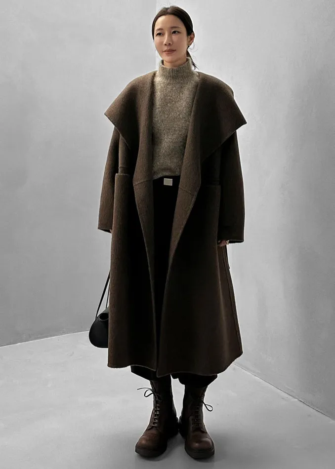 Women Cheshire Shawl Collar Wool Coat 8211 Brown The Frankie Shop Outerwear