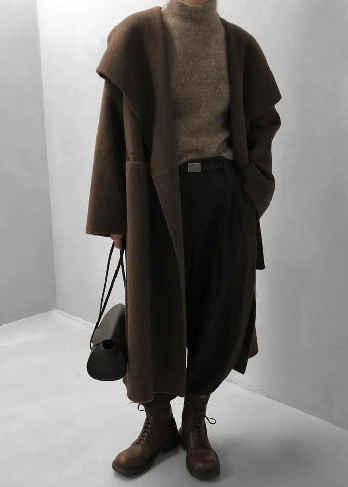 Women Cheshire Shawl Collar Wool Coat 8211 Brown The Frankie Shop Outerwear