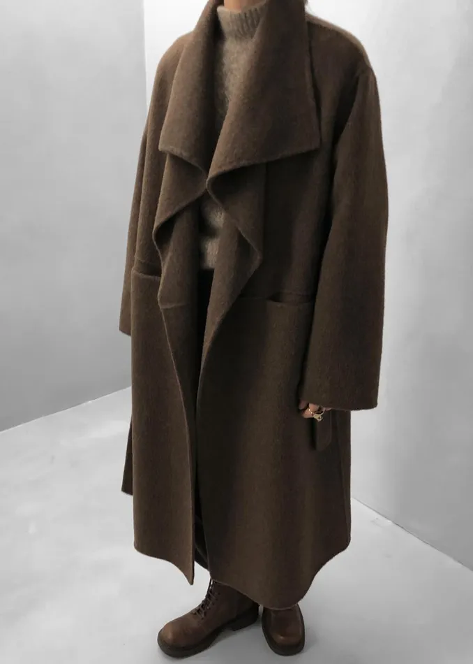 Women Cheshire Shawl Collar Wool Coat 8211 Brown The Frankie Shop Outerwear