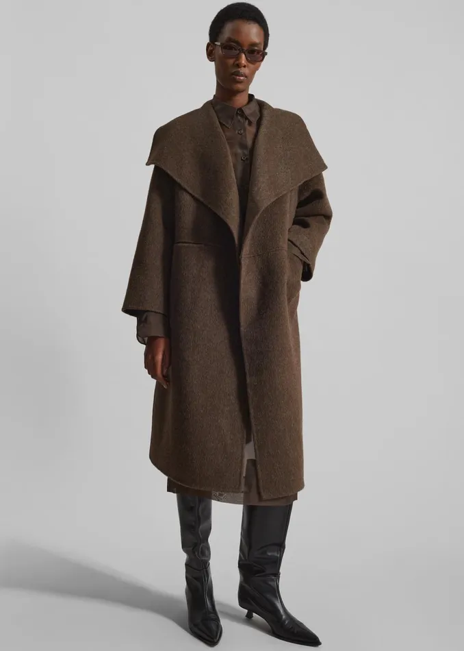 Women Cheshire Shawl Collar Wool Coat 8211 Brown The Frankie Shop Outerwear