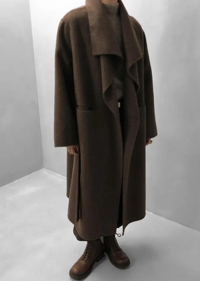 Women Cheshire Shawl Collar Wool Coat 8211 Brown The Frankie Shop Outerwear