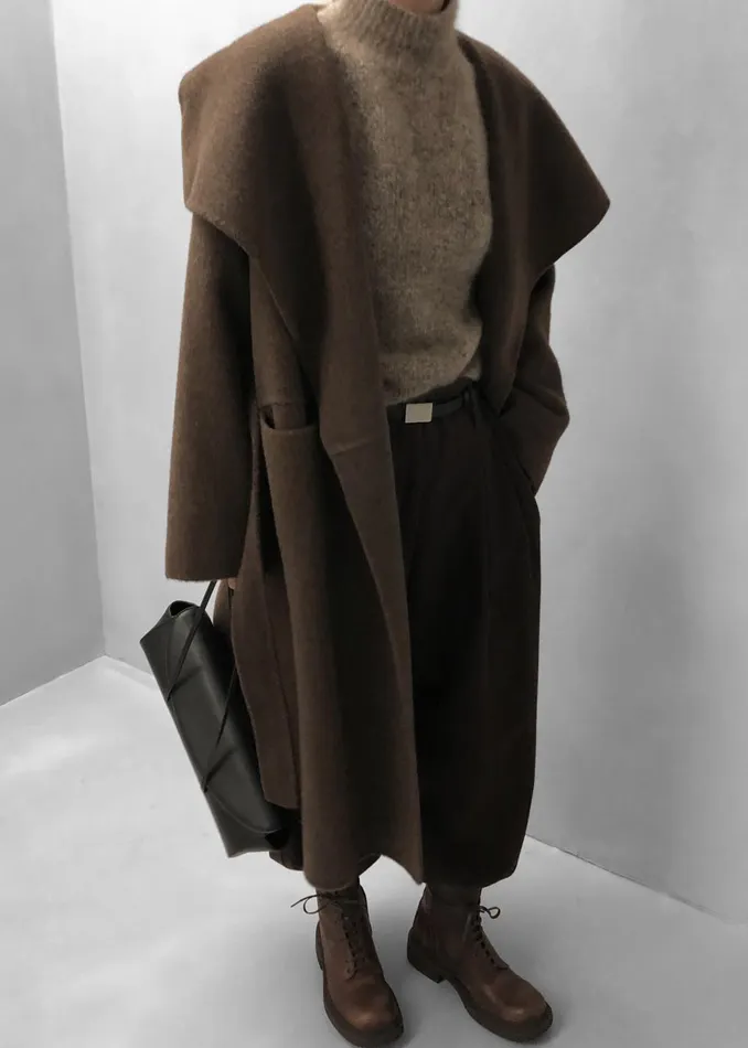 Women Cheshire Shawl Collar Wool Coat 8211 Brown The Frankie Shop Outerwear