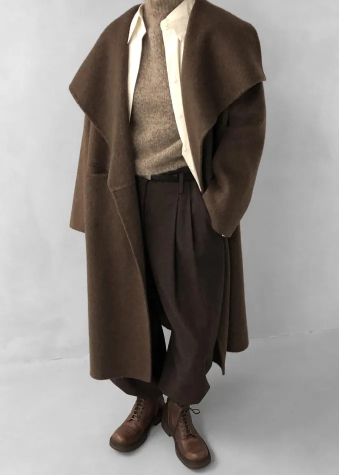 Women Cheshire Shawl Collar Wool Coat 8211 Brown The Frankie Shop Outerwear