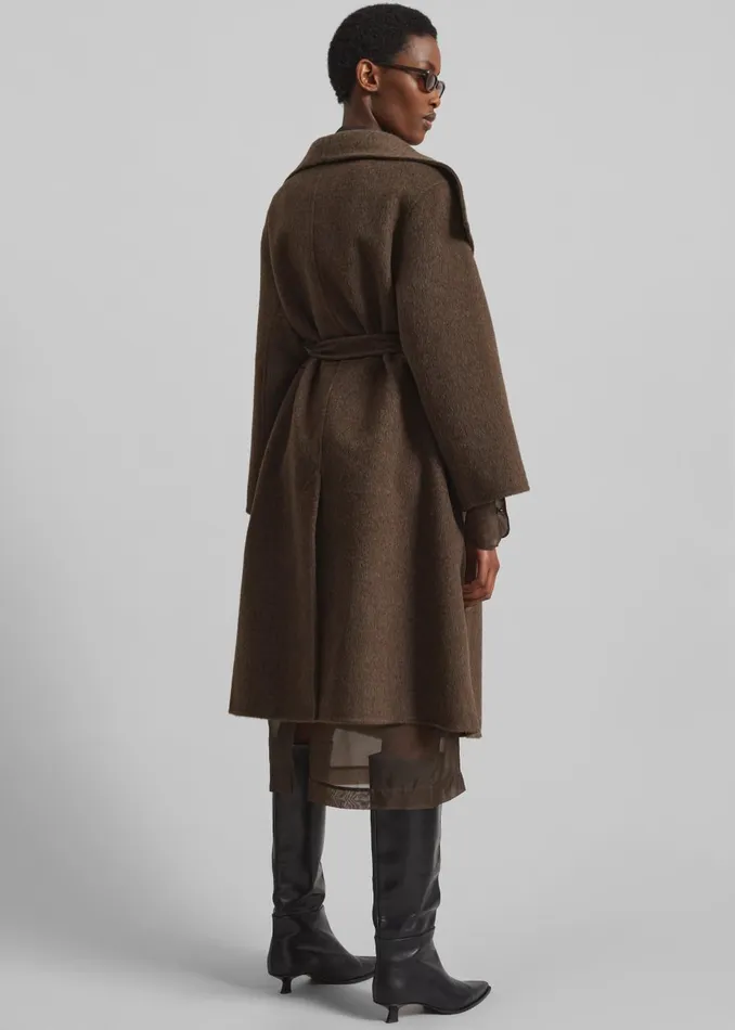 Women Cheshire Shawl Collar Wool Coat 8211 Brown The Frankie Shop Outerwear