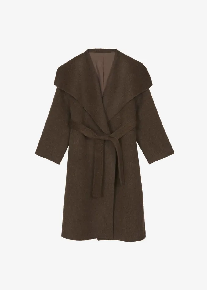 Women Cheshire Shawl Collar Wool Coat 8211 Brown The Frankie Shop Outerwear
