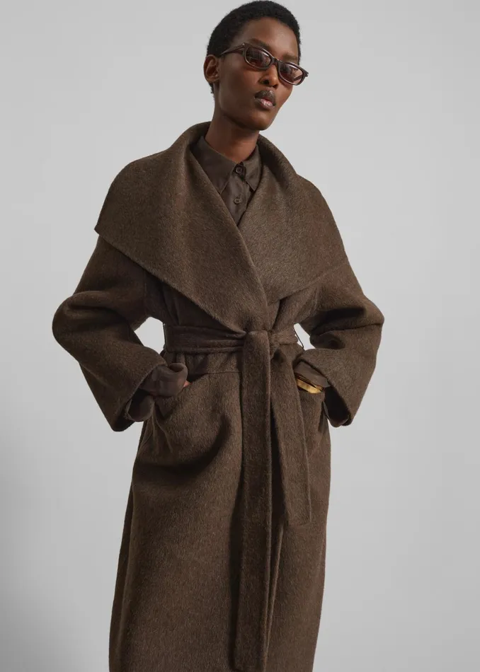 Women Cheshire Shawl Collar Wool Coat 8211 Brown The Frankie Shop Outerwear
