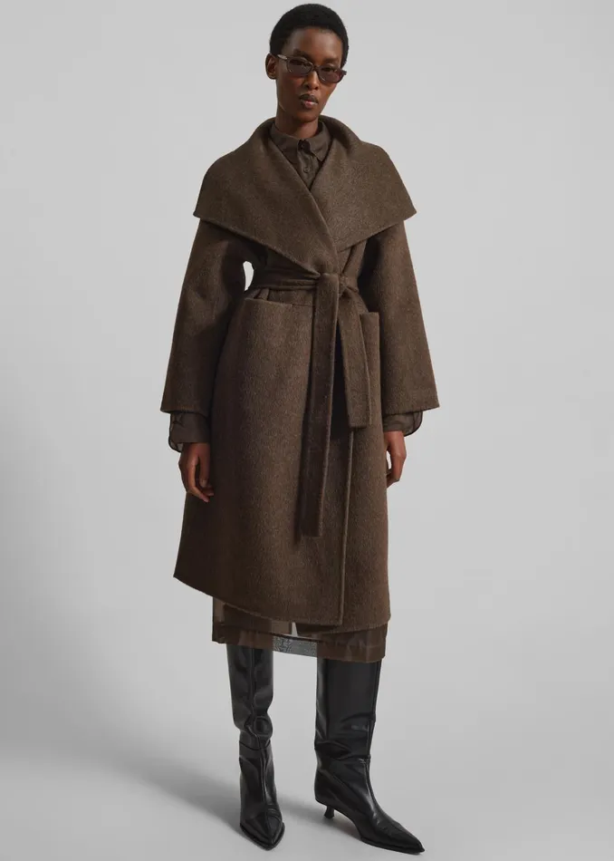 Women Cheshire Shawl Collar Wool Coat 8211 Brown The Frankie Shop Outerwear