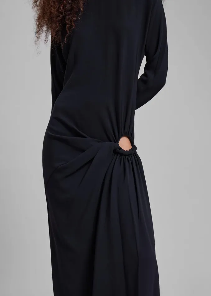 Women Christopher Esber Ruched Twisted Long Sleeve Dress 8211 Black The Frankie Shop Dresses
