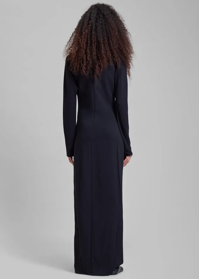 Women Christopher Esber Ruched Twisted Long Sleeve Dress 8211 Black The Frankie Shop Dresses