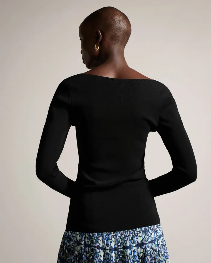 Women CILESTE 8211 V Neck Slim Fit Knit Top Black Ted Baker Tops and Blouses