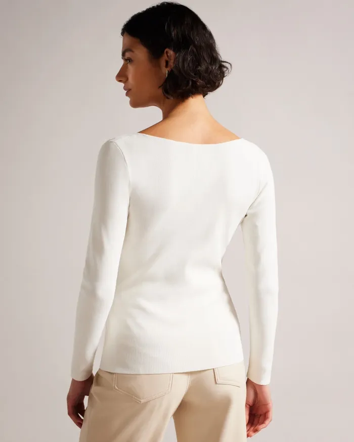 Women CILESTE 8211 V Neck Slim Fit Knit Top Ivory Ted Baker Tops and Blouses