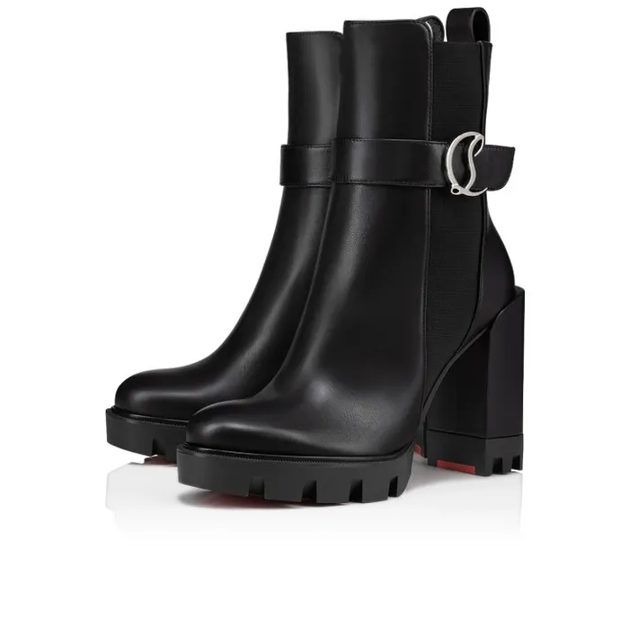 Women CL Chelsea Lug 100 Mm Low Boots 8211 Calf Leather 8211 Black Christian Louboutin Boots