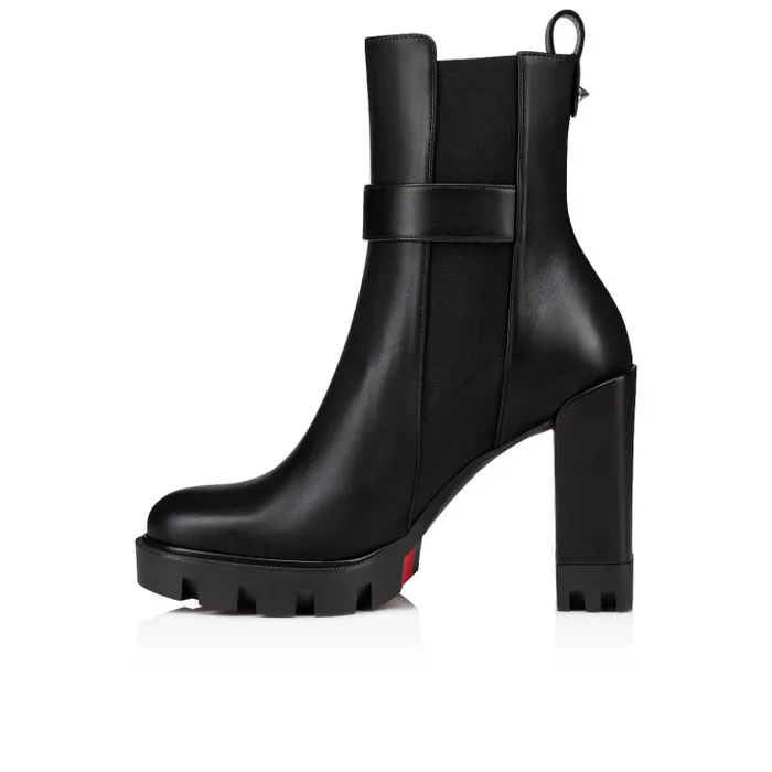 Women CL Chelsea Lug 100 Mm Low Boots 8211 Calf Leather 8211 Black Christian Louboutin Boots