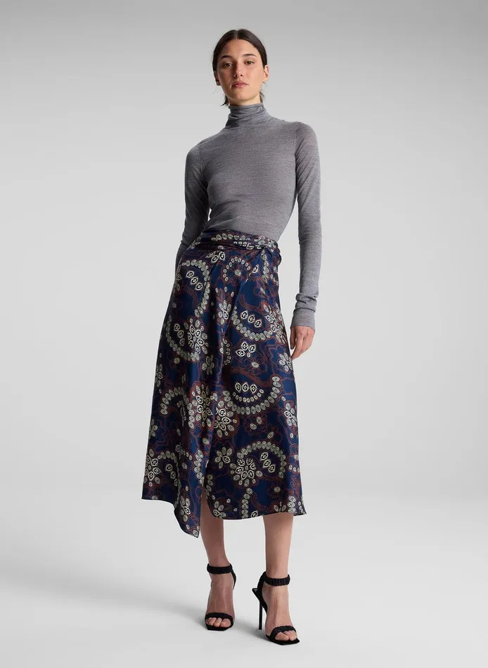 Women Clara Printed Midi Skirt Navycream ALC Skirts