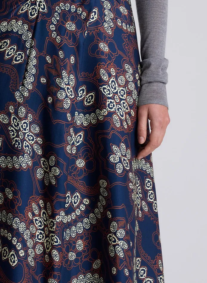 Women Clara Printed Midi Skirt Navycream ALC Skirts