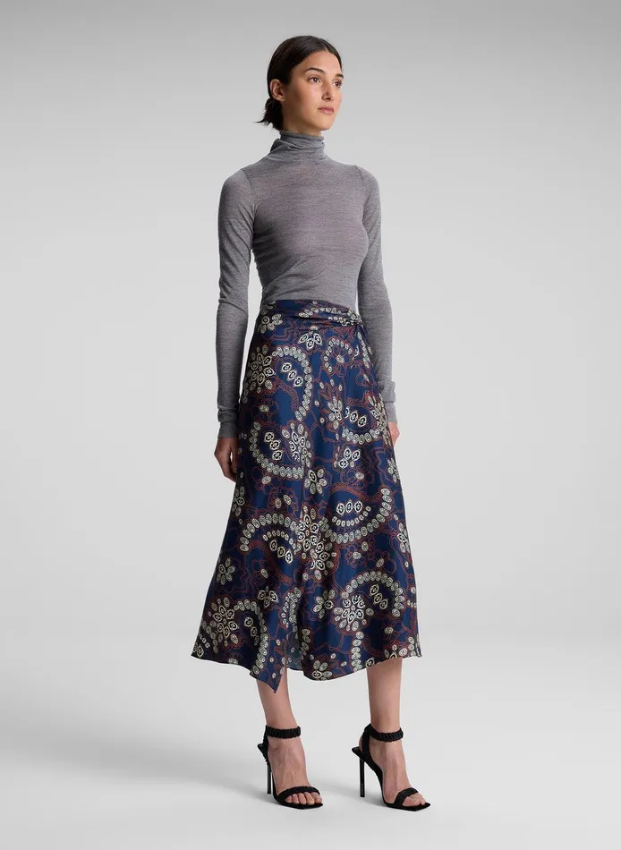 Women Clara Printed Midi Skirt Navycream ALC Skirts