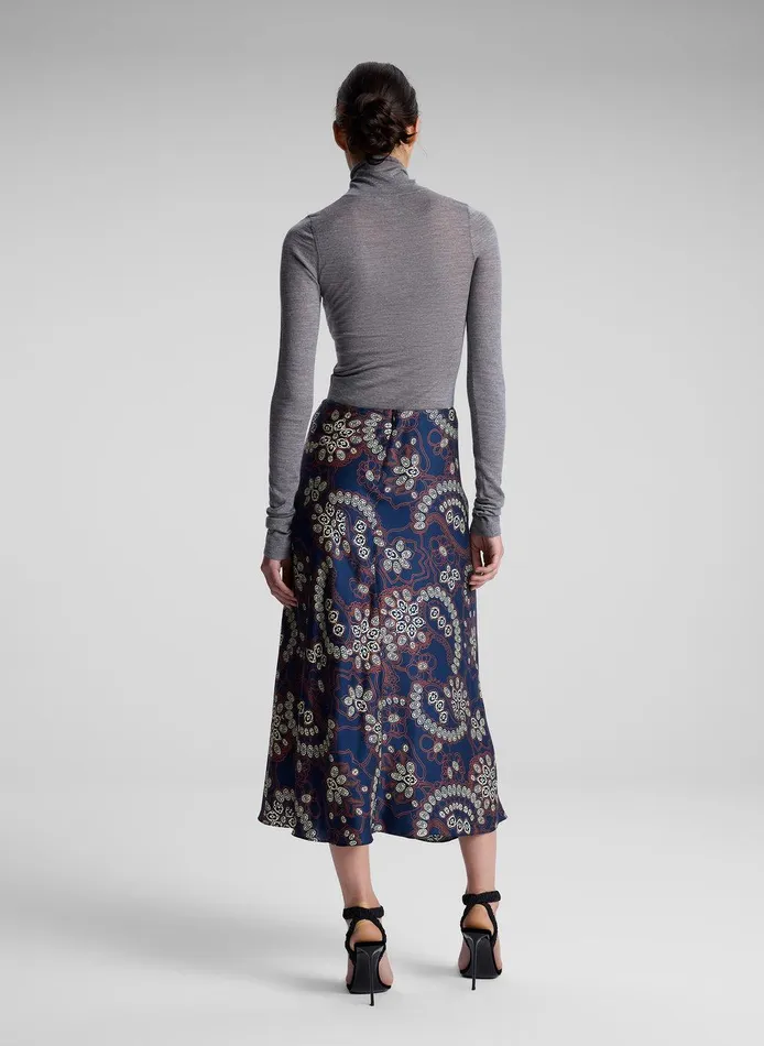 Women Clara Printed Midi Skirt Navycream ALC Skirts